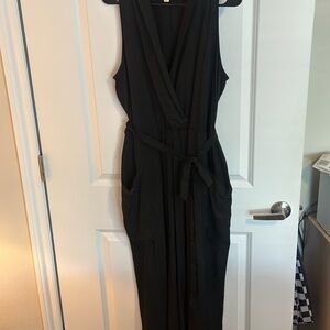 Anthropologie Tiny Black Sleeveless Wrap Jumpsuit with Belt